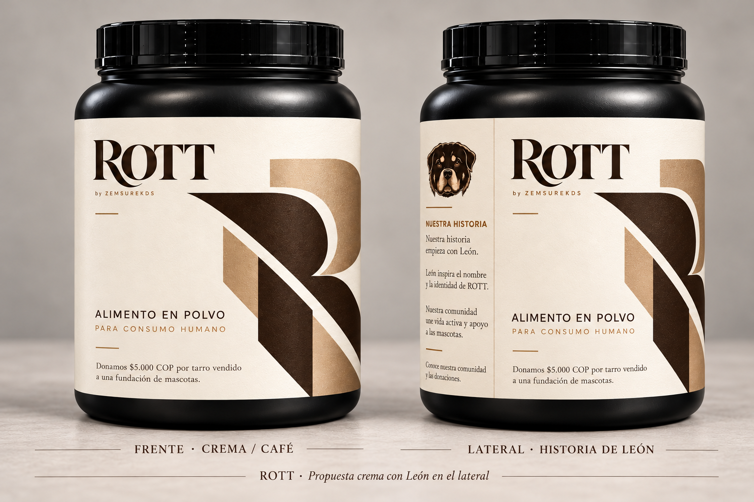 Diseño del envase ROTT, alimento en polvo de 1.000 g para consumo humano